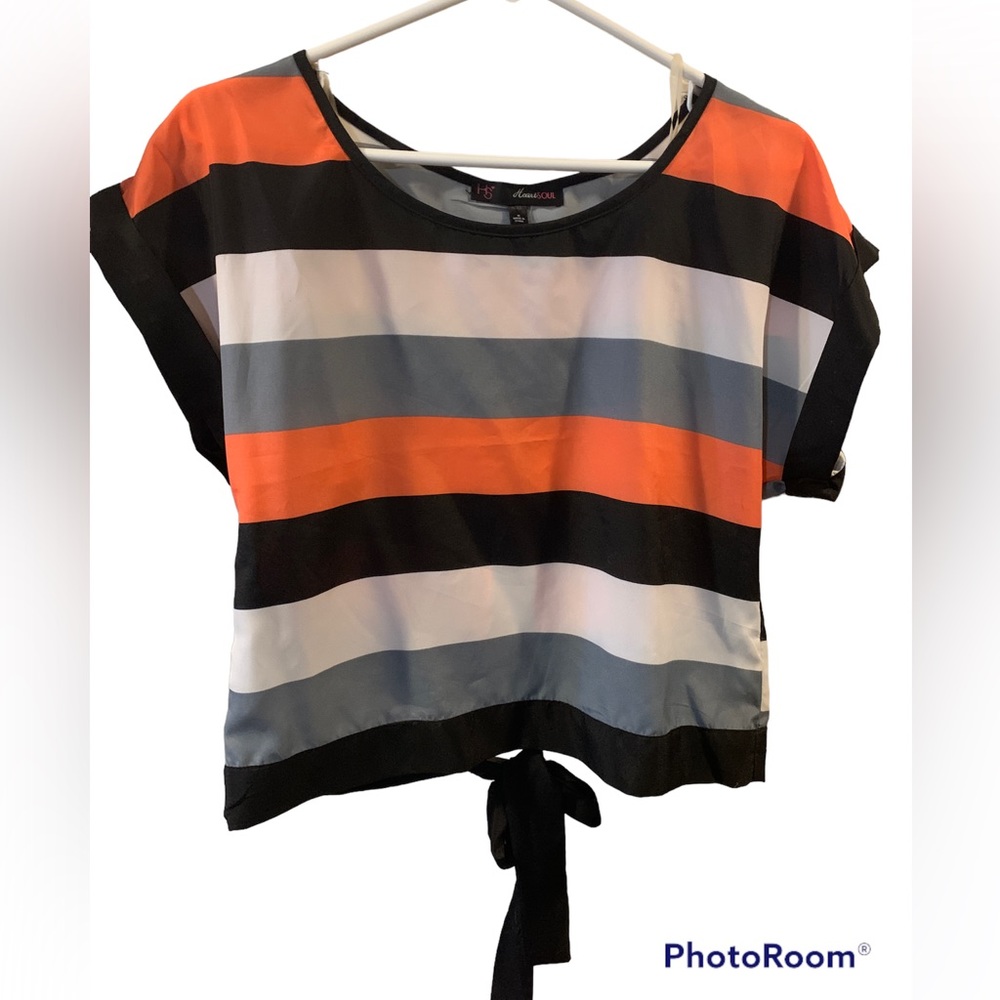 Heart Soul open back striped top Medium